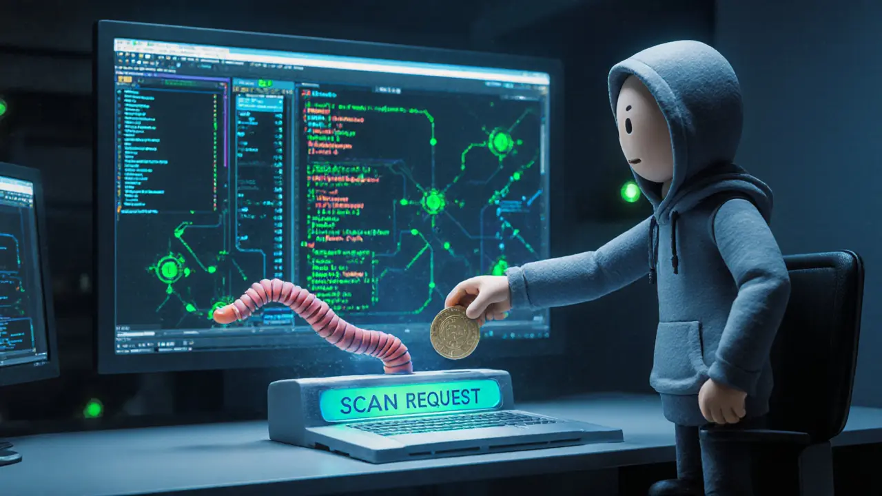 Security team monitoring malware threats on a screen with NCT token being submitted for analysis