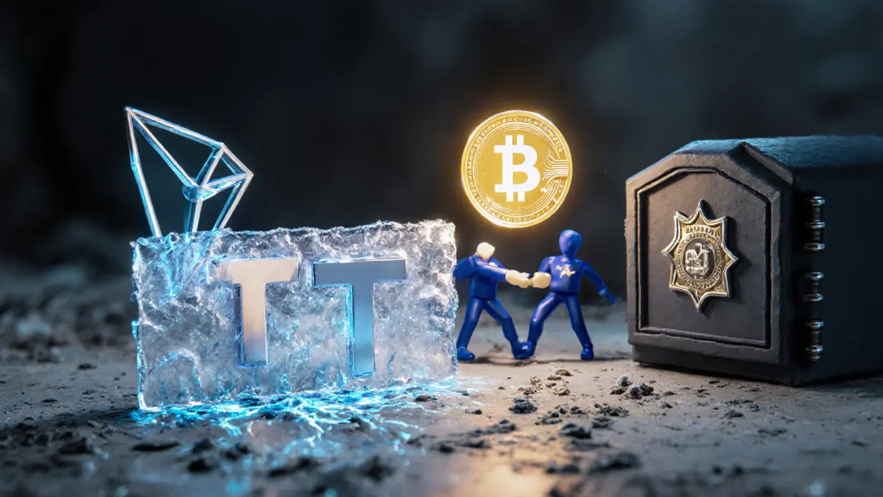 T3 Financial Crime Unit blocking illicit USDT flows on TRON blockchain with frozen funds redirected to victims.