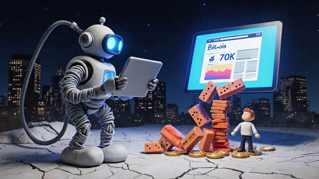 A clay robot bot scanning news and triggering a cascade of sell orders while a human sleeps.