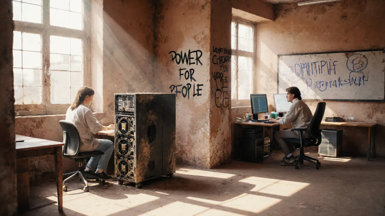 Seized mining hardware being reused in classrooms and government offices to support public services and tech education.