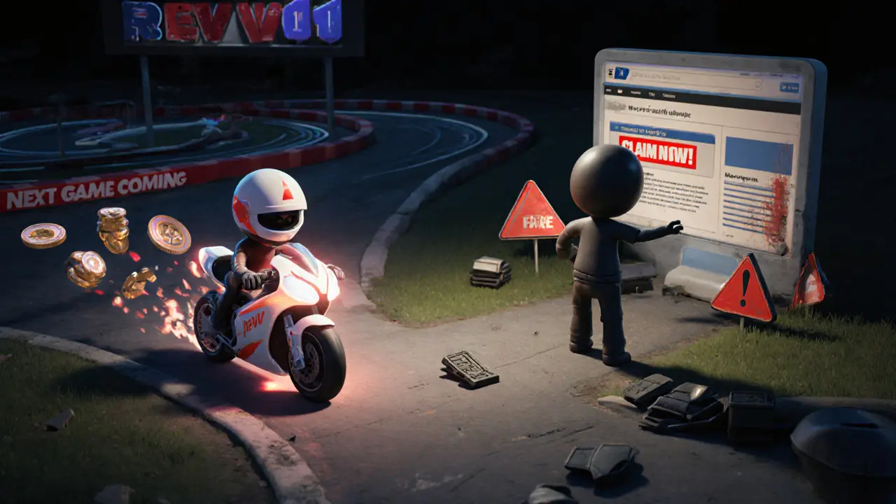 A choice between playing MotoGP™ Ignition for real REVV rewards or falling for a scam airdrop.