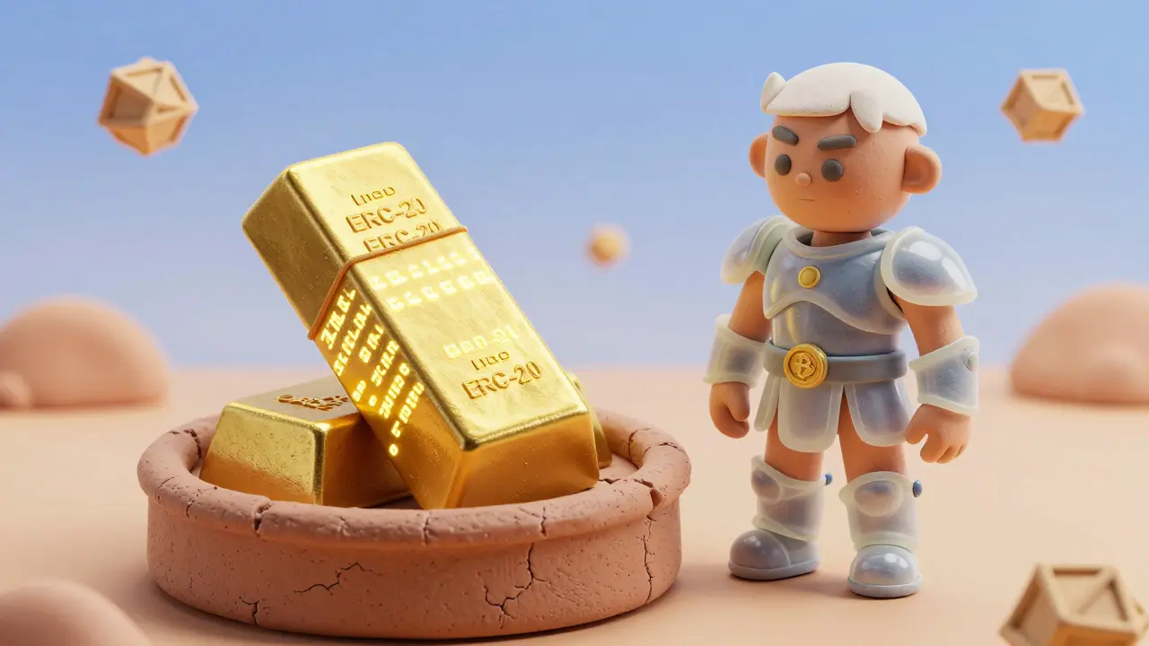 A gold bar and CryptoPunk NFT being wrapped into digital tokens for use in DeFi protocols.