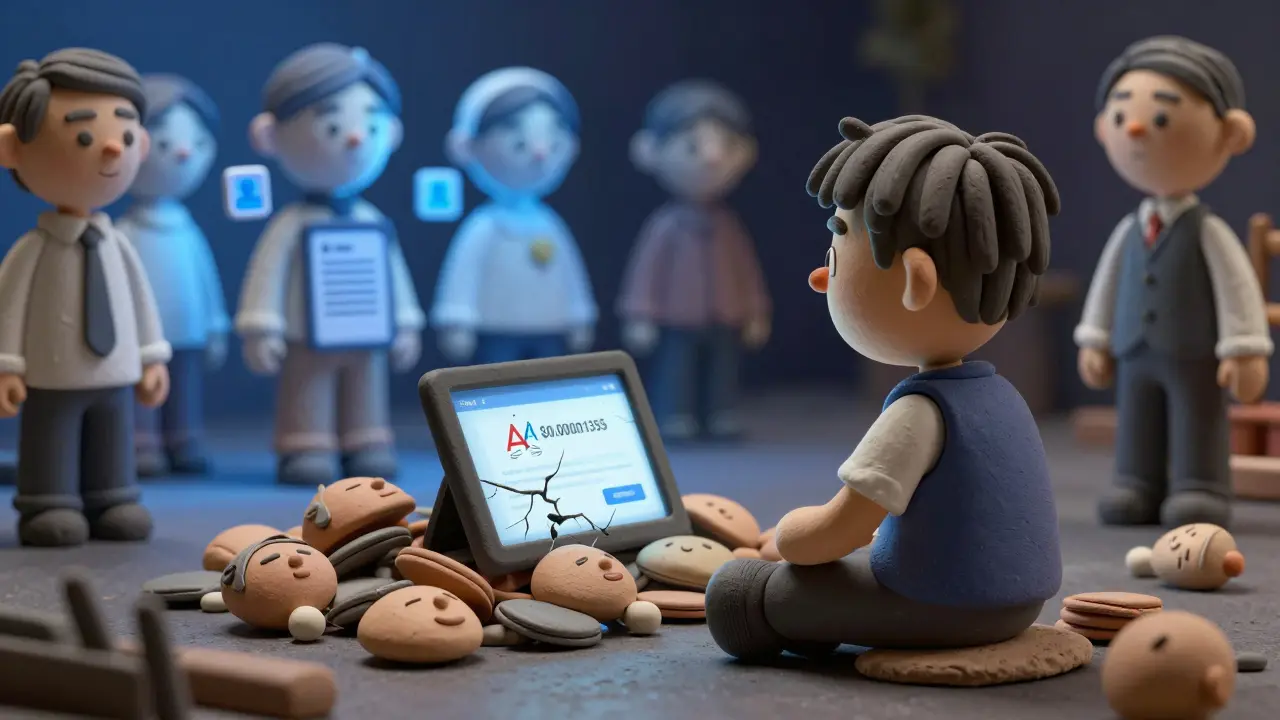 A voice actor surrounded by dead voice models, staring at a dead AIVA website while competitors glow brightly.