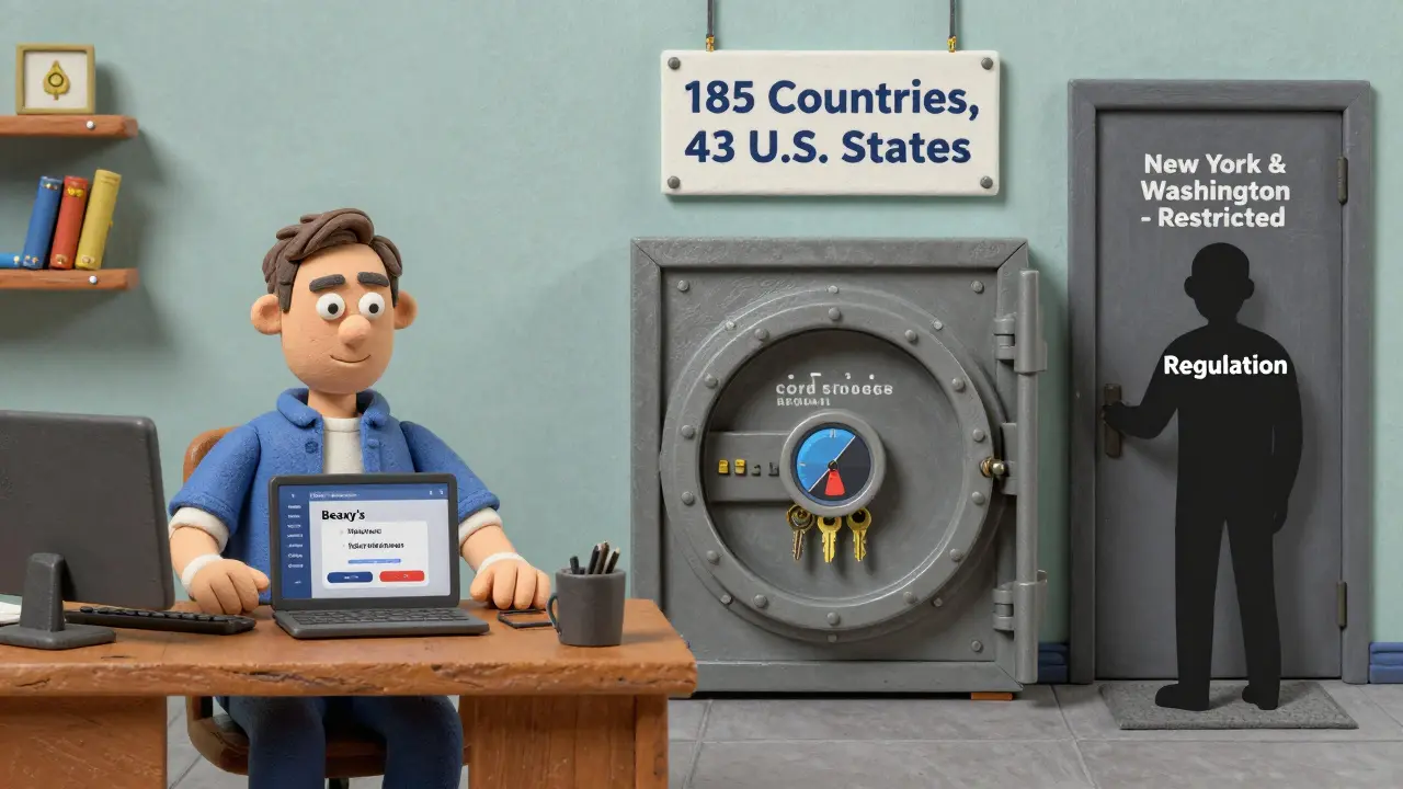 A U.S. trader enjoying fast withdrawals while regulatory restrictions block access in New York and Washington.