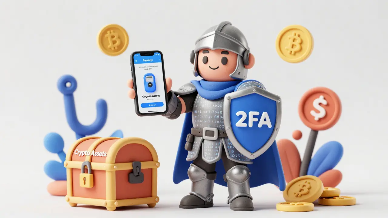 Clay knight with security gear protecting crypto assets in a Step App wallet.