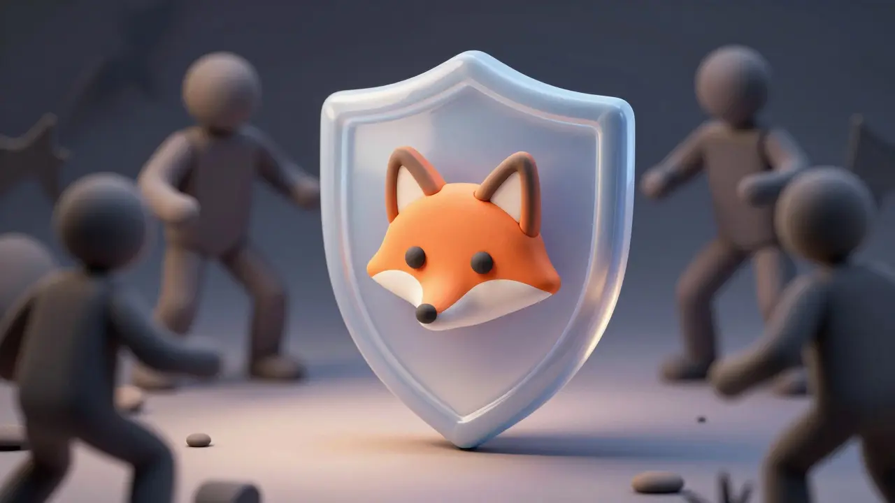 Clay shield protecting a crypto wallet from scam threats
