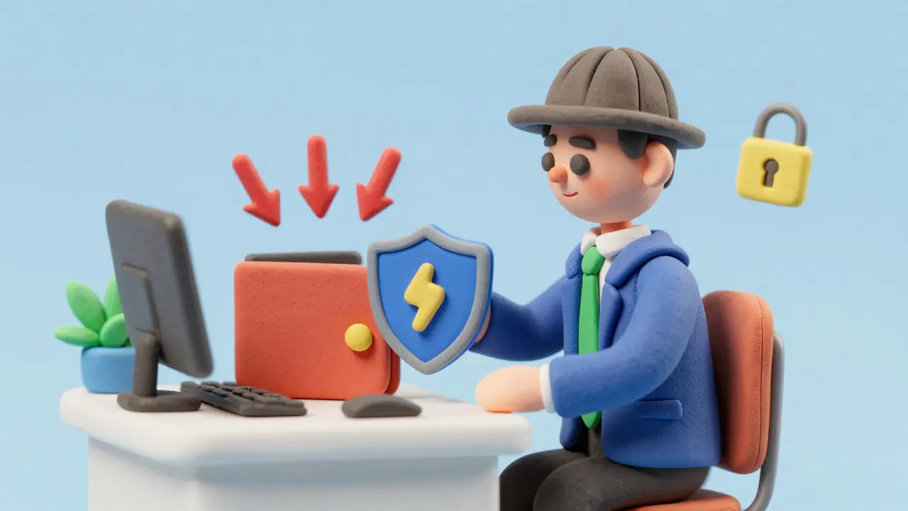 Clay user protected by a shield from crypto scam arrows