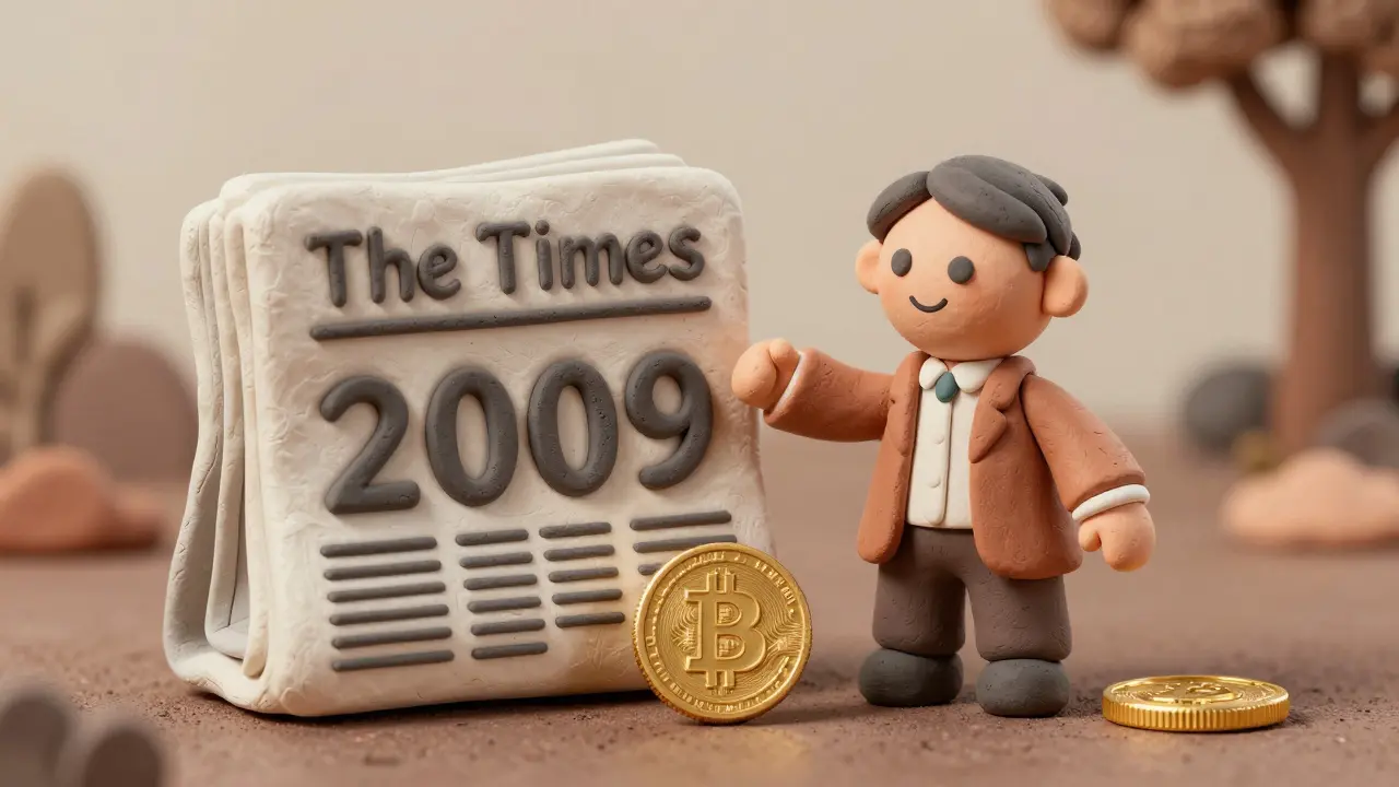 Clay figure with newspaper and golden coin block from 2009