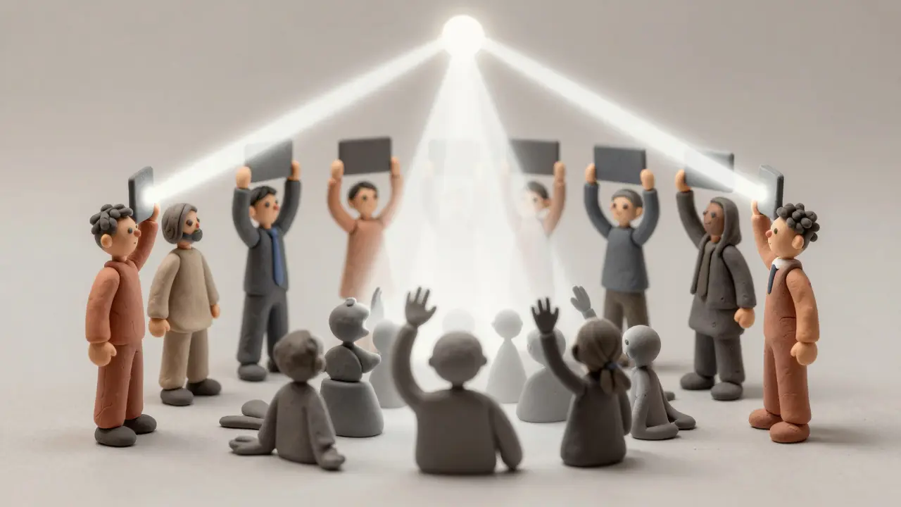 Clay figures using blockchain nodes to create a shield against censorship.