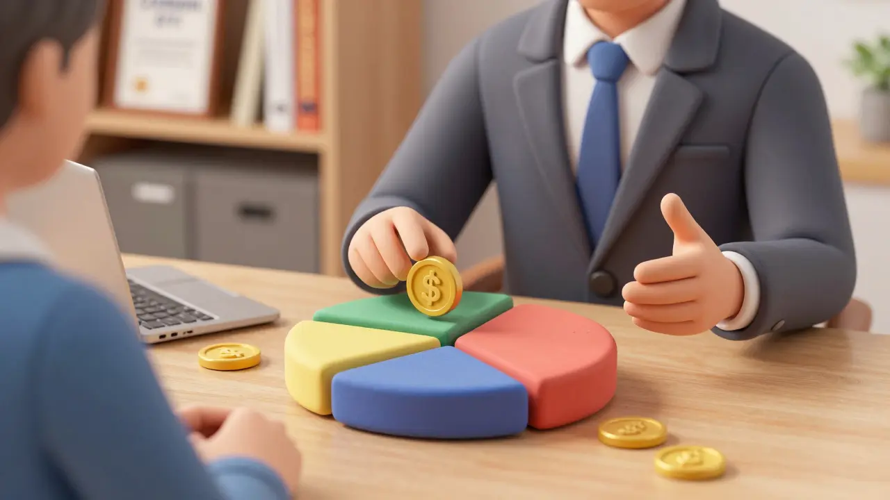 Clay illustration of advisor adding small crypto ETF slice to portfolio