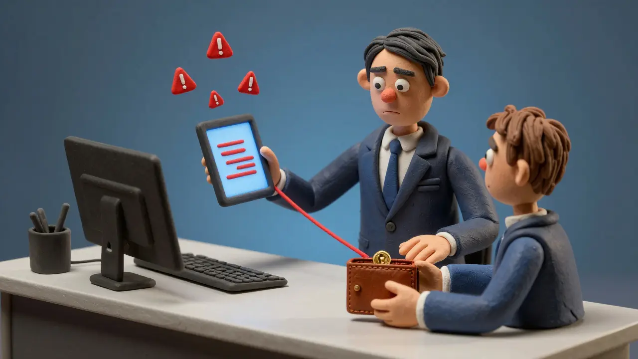 Clay style scene showing a scammer stealing from a crypto wallet user