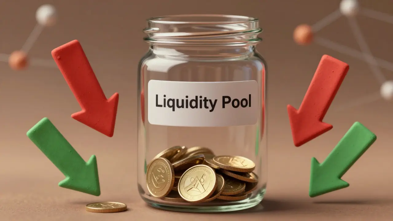 Glass jar with few coins illustrating low liquidity and slippage