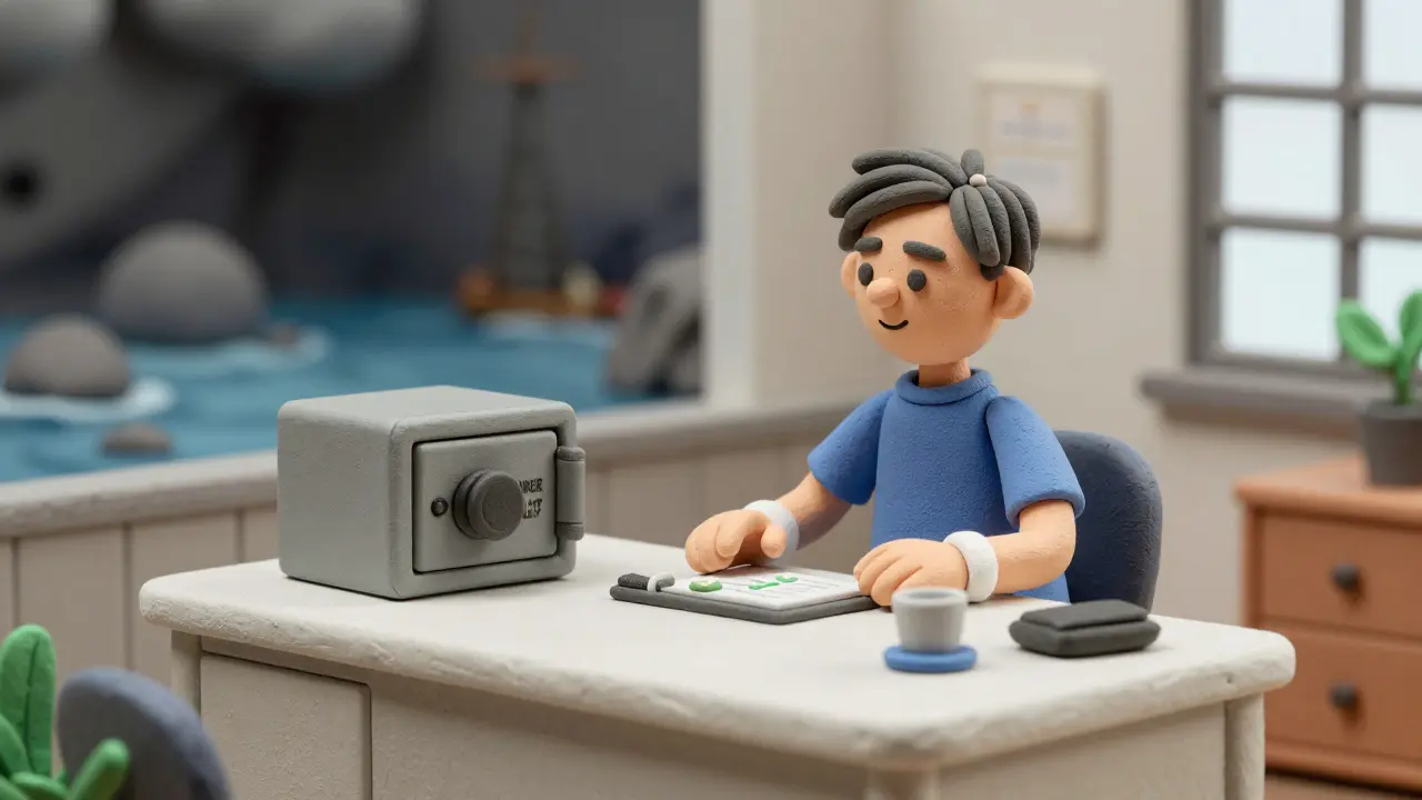 Safe claymation scene of a user using a burner wallet away from risky crypto chaos