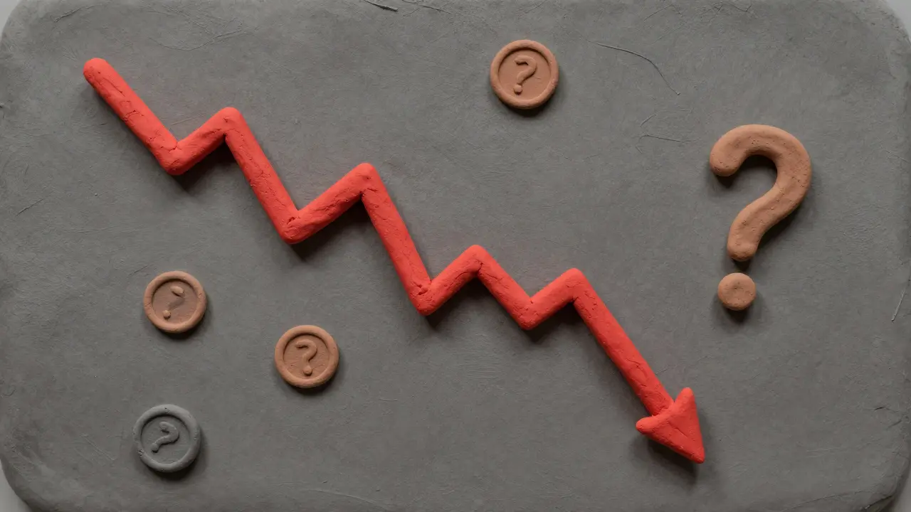 Clay art of a crashing stock chart showing volatility