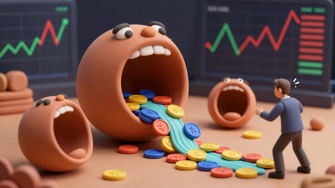 Clay art showing liquidity concentrated in one exchange mouth