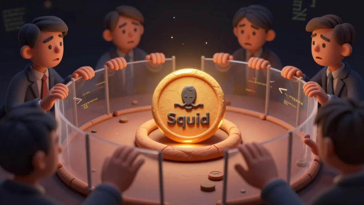 Clay illustration of investors trapped by a deceptive honeypot token