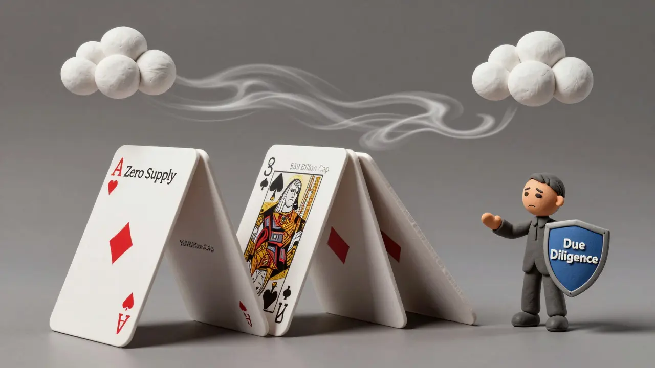 Clay render of unstable house of cards representing market risks
