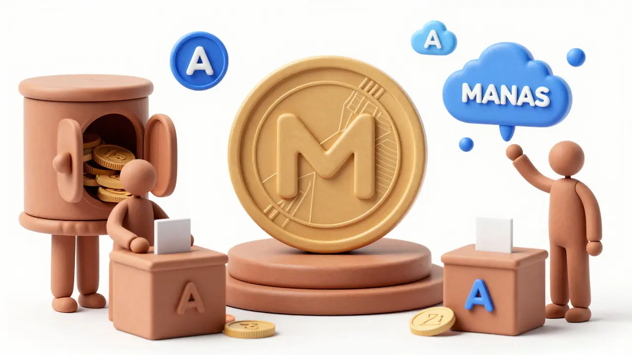 Clay art showing MAN token uses like staking and AI services