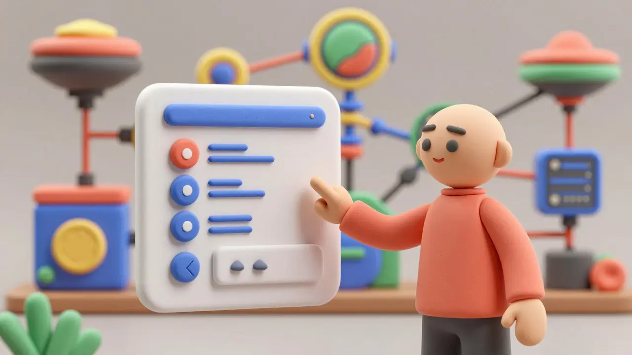 Clay render showing users interacting with seamless blockchain infrastructure