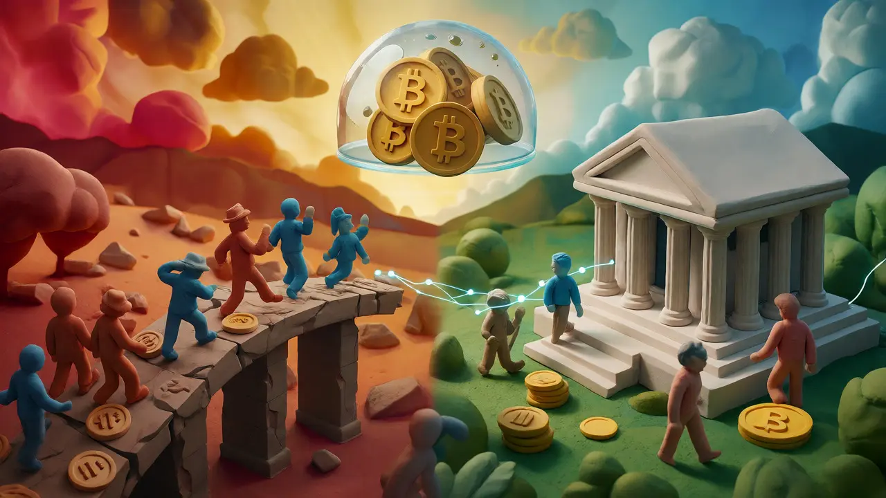 A conceptual clay scene showing the choice between chaos and stable banking integration.