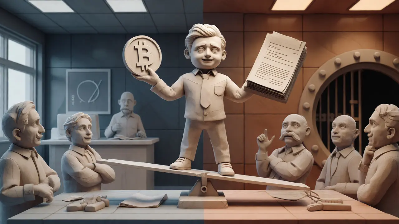 Clay art of an investor balancing crypto coins and taxes