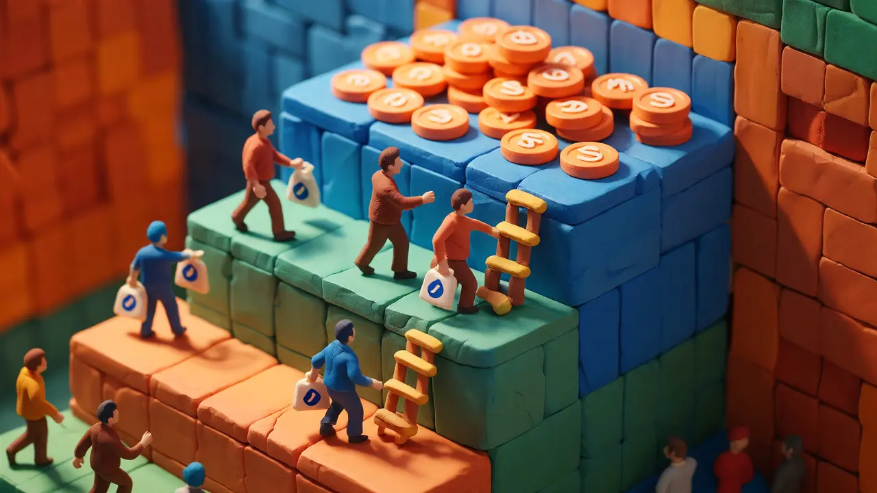 Clay diorama showing multi-tier referral reward structure