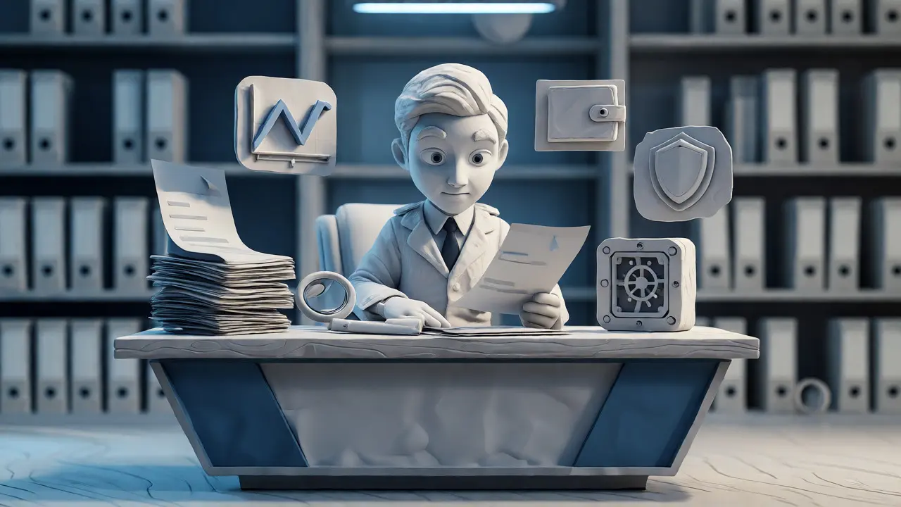Clay figure reviewing documents for crypto license