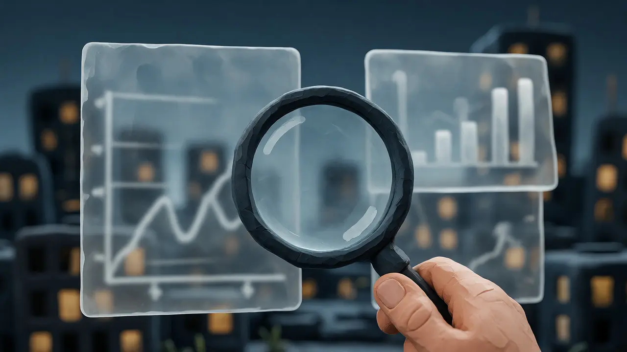 A clay hand examines fading digital charts representing untracked data on OpenSwap.