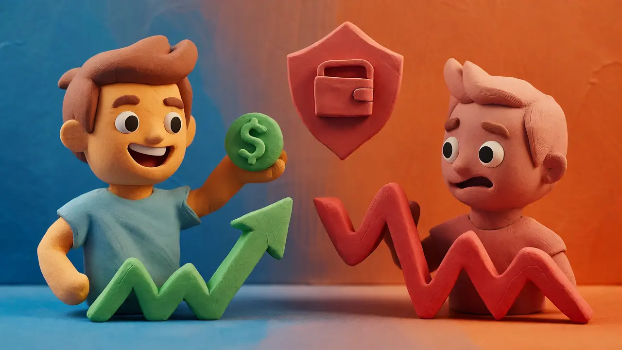 Clay figures illustrating DEX risks like impermanent loss and security.