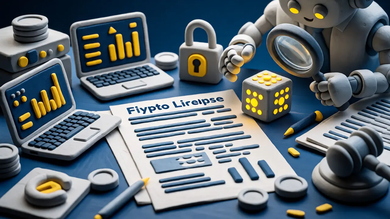 Clay scene of crypto license application with compliance checks and docs