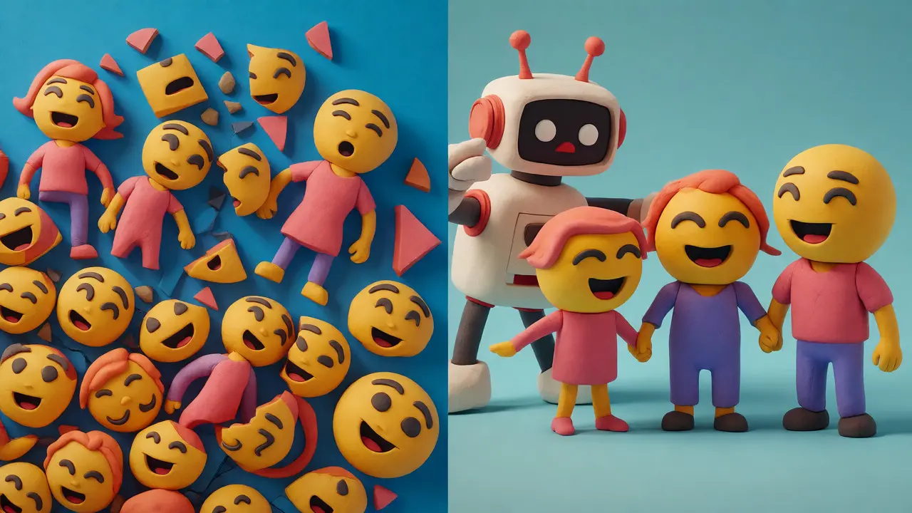 Comparison of broken versus intact clay emoji families during text cleaning