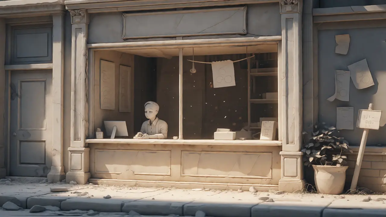Lonely clay storefront representing the inactive and isolated SWIFTIES trading environment.
